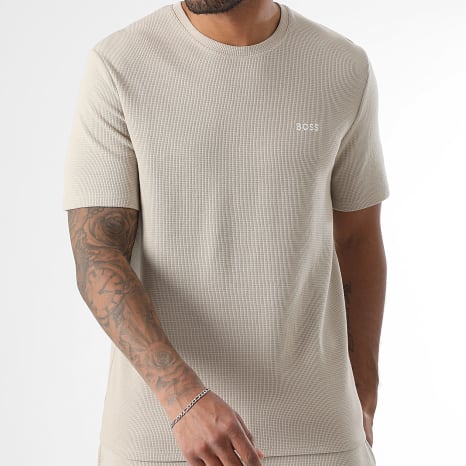 BOSS - Conjunto Camiseta y Pantalón Corto de chándal Waffle 50535891 50535884 Beige